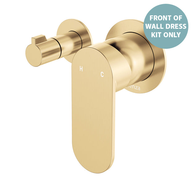 Empire Slim Wall Diverter Mixer Dress Kit, Small Round Plates, Horizontal - Trim Kit Only in Urban Brass