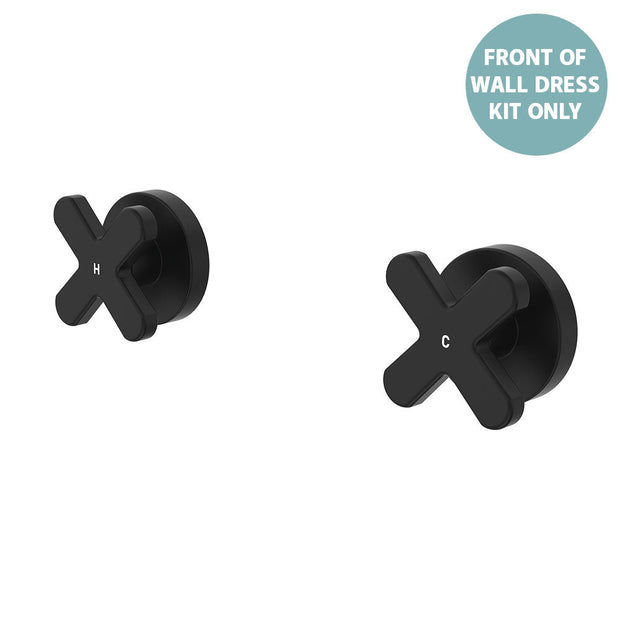 Kaya Wall Set Dress Kit, Cross Taps - Trim Kit Only in Matte Black
