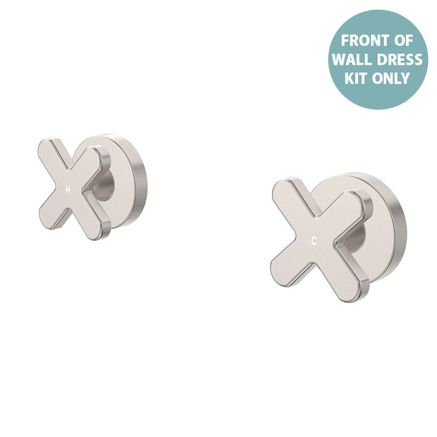 Kaya Wall Set Dress Kit, Cross Taps - Trim Kit Only in Brushed Nickel