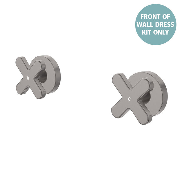 Kaya Wall Set Dress Kit, Cross Taps - Trim Kit Only in Gun Metal