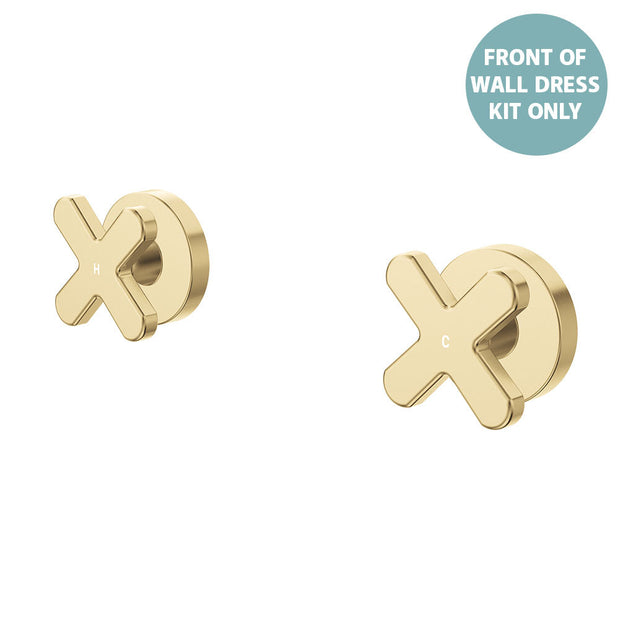 Kaya Wall Set Dress Kit, Cross Taps - Trim Kit Only in Urban Brass
