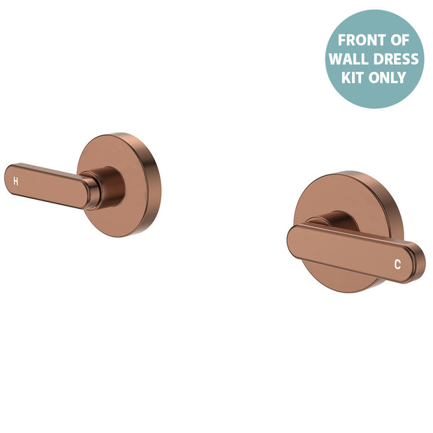 Kaya Wall Set Dress Kit, Lever Taps - Trim Kit Only in Brushed Copper