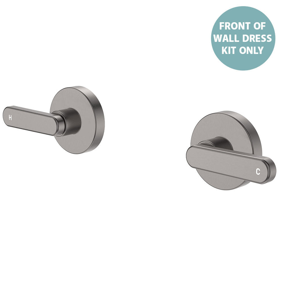 Kaya Wall Set Dress Kit, Lever Taps - Trim Kit Only in Gun Metal
