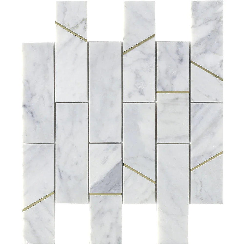 Deco Carrara Barres Marble Mosaic tile