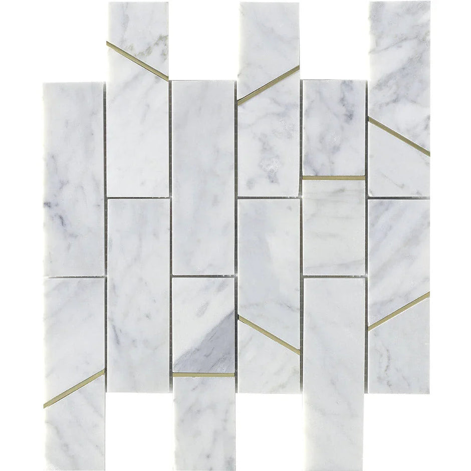 Deco Carrara Barres Marble Mosaic tile