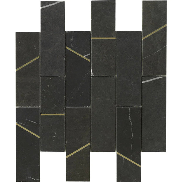 Deco Nero Marquina Barres Marble Look Porcelain Tiles tile