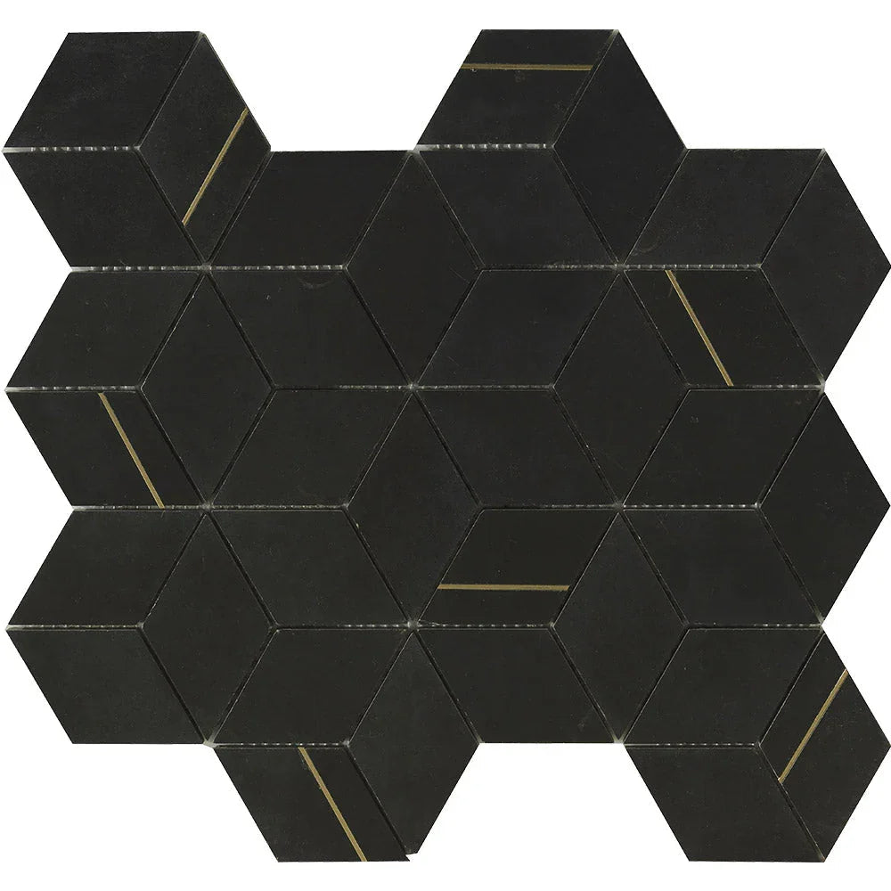 Deco Nero Marquina Cubic Marble Mosaic tile