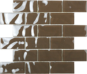 Metallic Choc Bar Glass Mosaic 300x300mm tile
