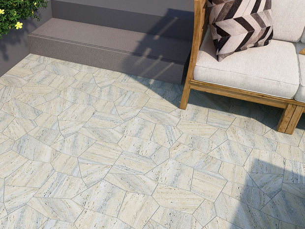Euromarmo Silver Gold Porcelain Mosaic 500x675mm in a room setting