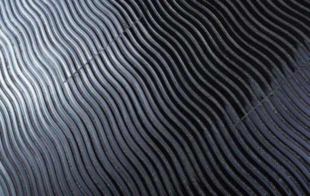 Heatwave Nero Crystal Glass Mosaic in a room setting