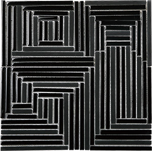 Crossover Nero Crystal Glass Mosaic 298x298mm tile