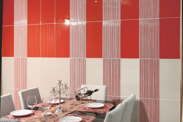 Airstrip Red Crystal Glass Mosaic in a room setting