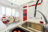 Watercube Red 3D Crystal Glass Mosaic in a room setting