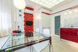 Watercube Red 3D Crystal Glass Mosaic in a room setting