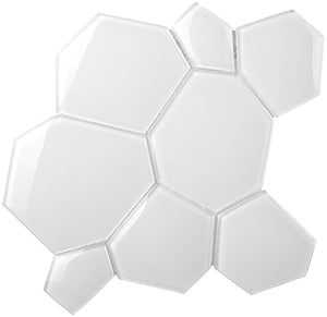 Watercube Super White 3D Crystal Glass Mosaic 295x300mm tile