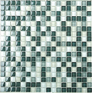 Classic Grey Blend Crystal Glass Mosaic 15x15mm (ESM02-15) tile