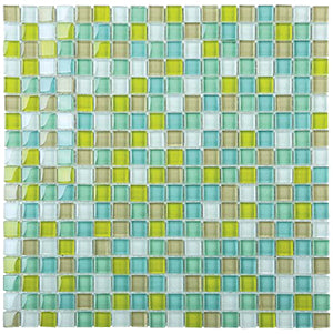 Classic Green Blend Crystal Glass Mosaic 15x15mm tile