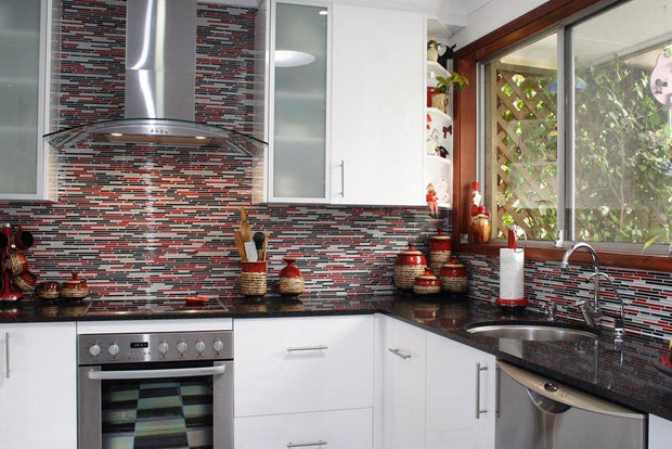 Bullets Grey Blend Crystal Glass Mosaic 305x305mm (ESM32-BUL-G) in a room setting