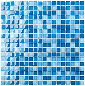 Classic Blue Blend Crystal Glass Mosaic 15x15mm tile