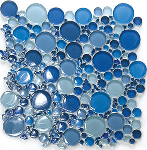 Bubbles Blue Blend Crystal Glass Mosaic 300x300mm tile