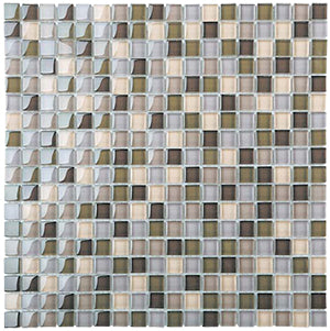 Classic Grey Blend Crystal Glass Mosaic 15x15mm (ESM08-15) tile
