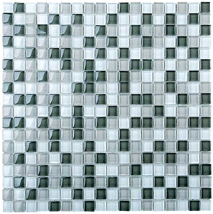 Classic Grey Blend Crystal Glass Mosaic 15x15mm (ESM17-15) tile