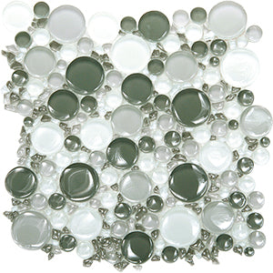 Bubbles Light Grey Blend Crystal Glass Mosaic tile