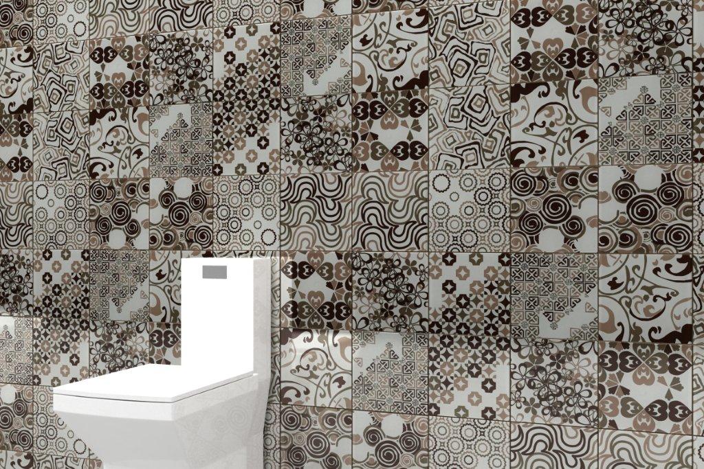 Renaissance Classic Black Glass Tiles 200x200mm in a room setting