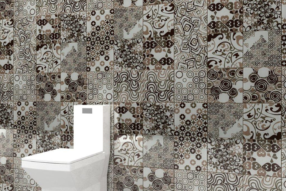Renaissance Classic Black Glass Tiles 200x200mm in a room setting