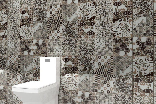 Renaissance Classic Black Glass Tiles 200x200mm in a room setting