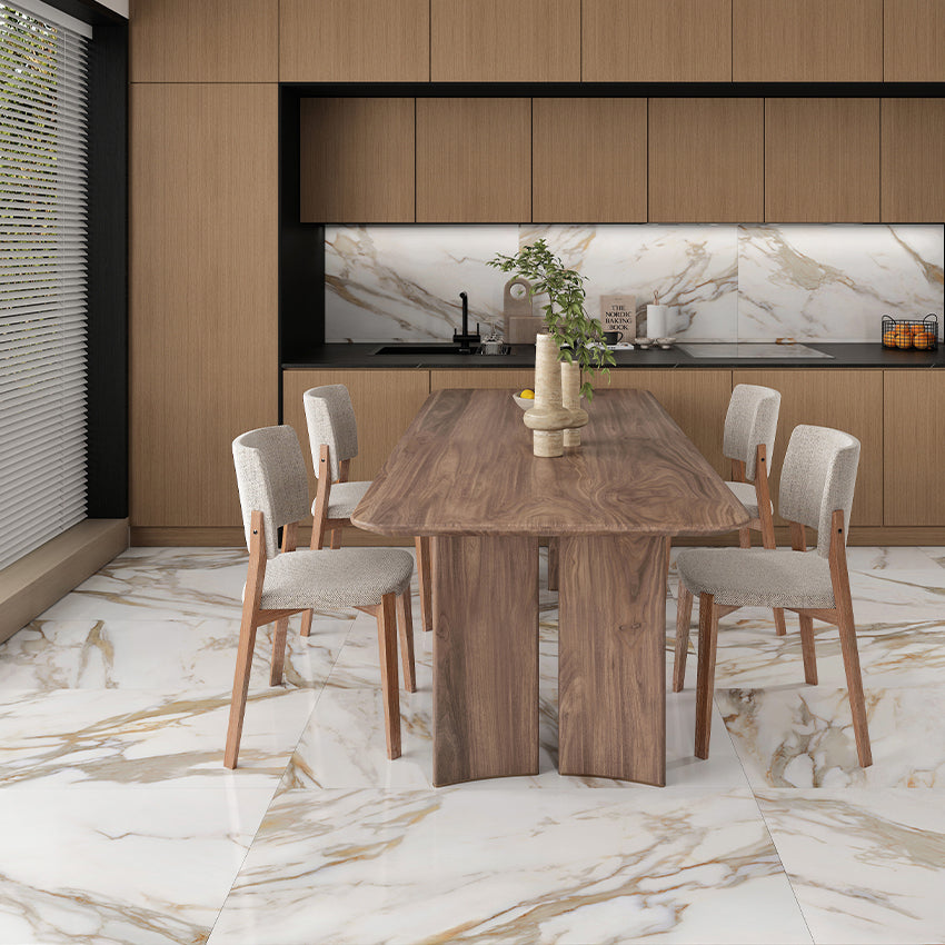 Elite Marble Calacatta Macchia Porcelain Tiles in a room setting