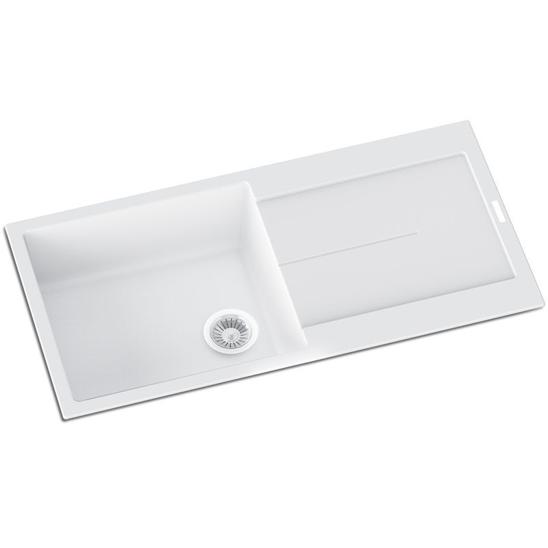 Navona Enigma D100L Single Bowl Granite Sink with Drainer 1000 x 500 x 200mm Snova White