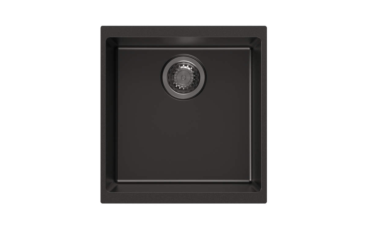 Navona Enigma N100M Single Bowl Granite Sink 430 x 460 x 200mm Deep Black