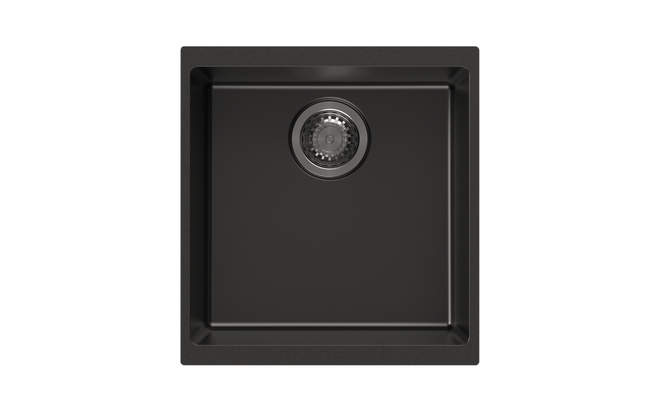 Navona Enigma N100M Single Bowl Granite Sink 430 x 460 x 200mm Deep Black
