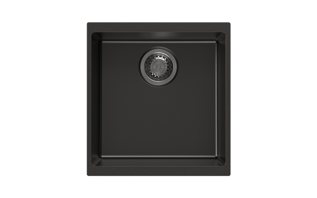 Navona Enigma N100M Single Bowl Granite Sink 430 x 460 x 200mm Deep Black