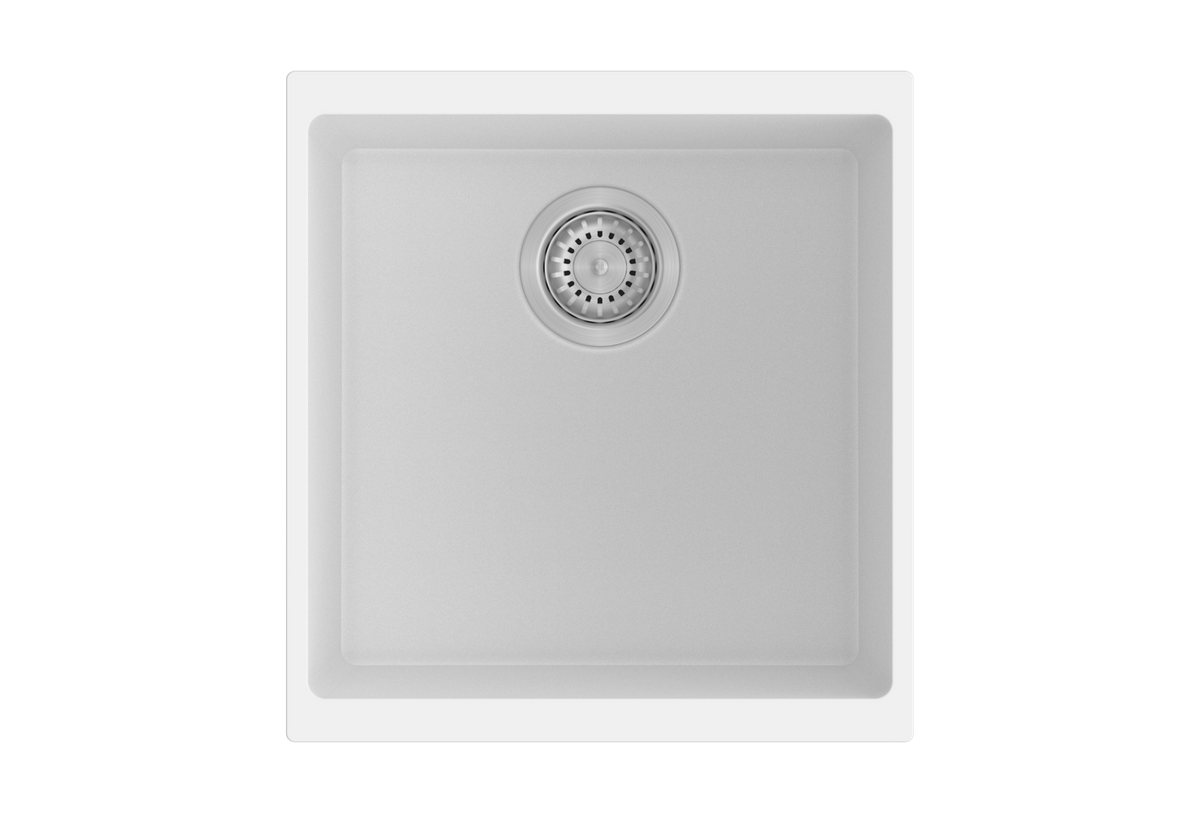 Navona Enigma N100M Single Bowl Granite Sink 430 x 460 x 200mm Snova White