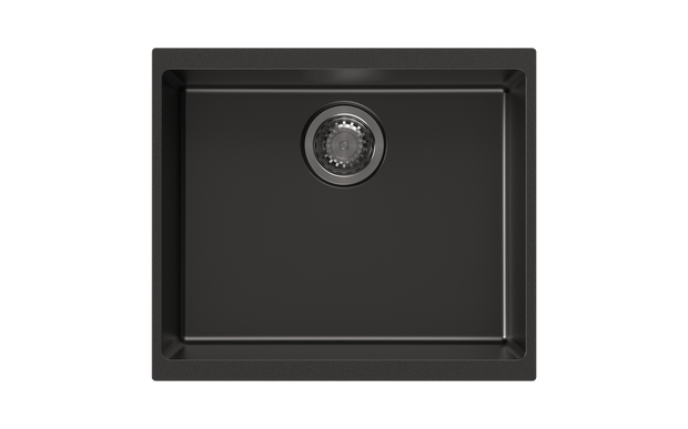 Navona Enigma N100S Single Bowl Granite Sink 530 x 460 x 200mm Deep Black