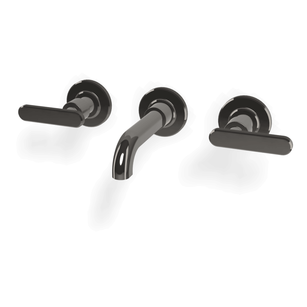 Park Lane 3 Hole Wall Set 150mm Spout in Black Chrome