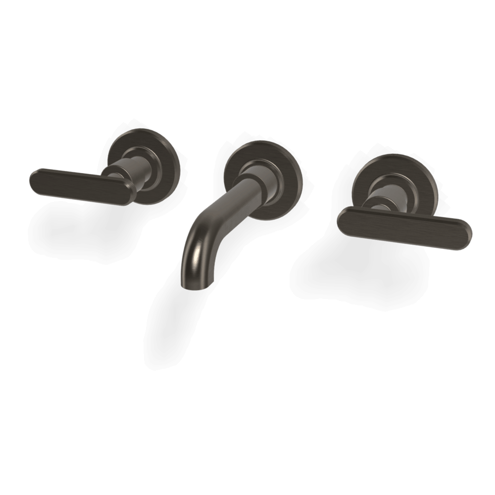 Park Lane 3 Hole Wall Set 150mm Spout in Brushed Black Chrome