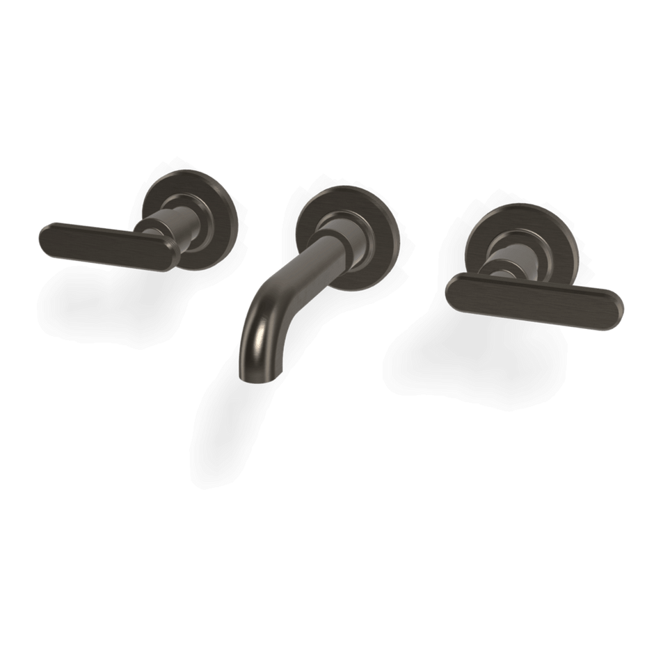 Park Lane 3 Hole Wall Set 150mm Spout in Brushed Black Chrome