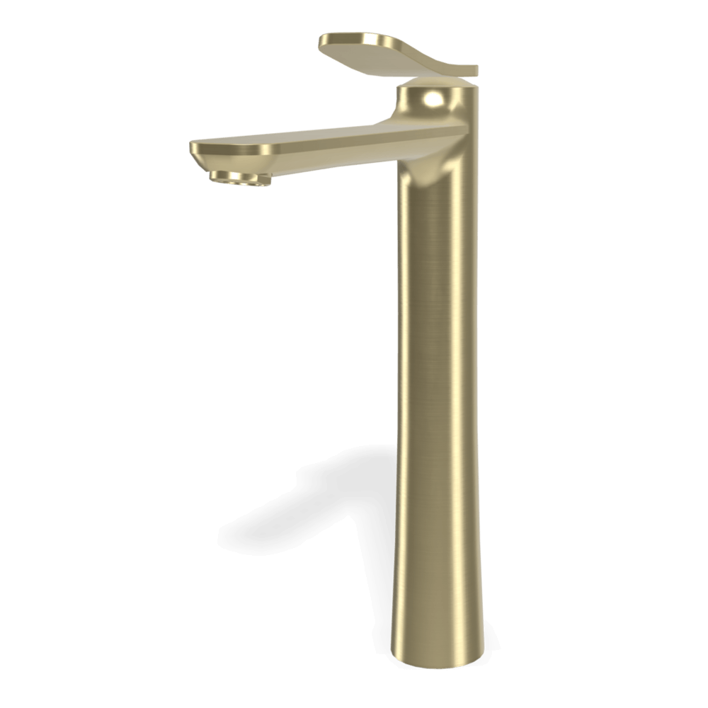 Flo High Basin Mixer in Brushed Champagne