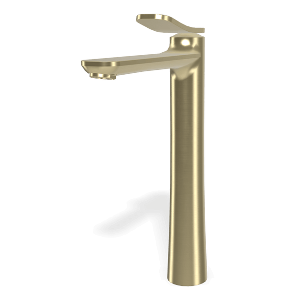 Flo High Basin Mixer in Brushed Champagne