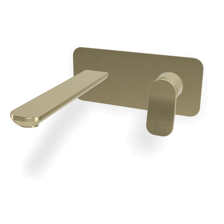 Flo Wall basin set 200mm with plate in Brushed Champagne