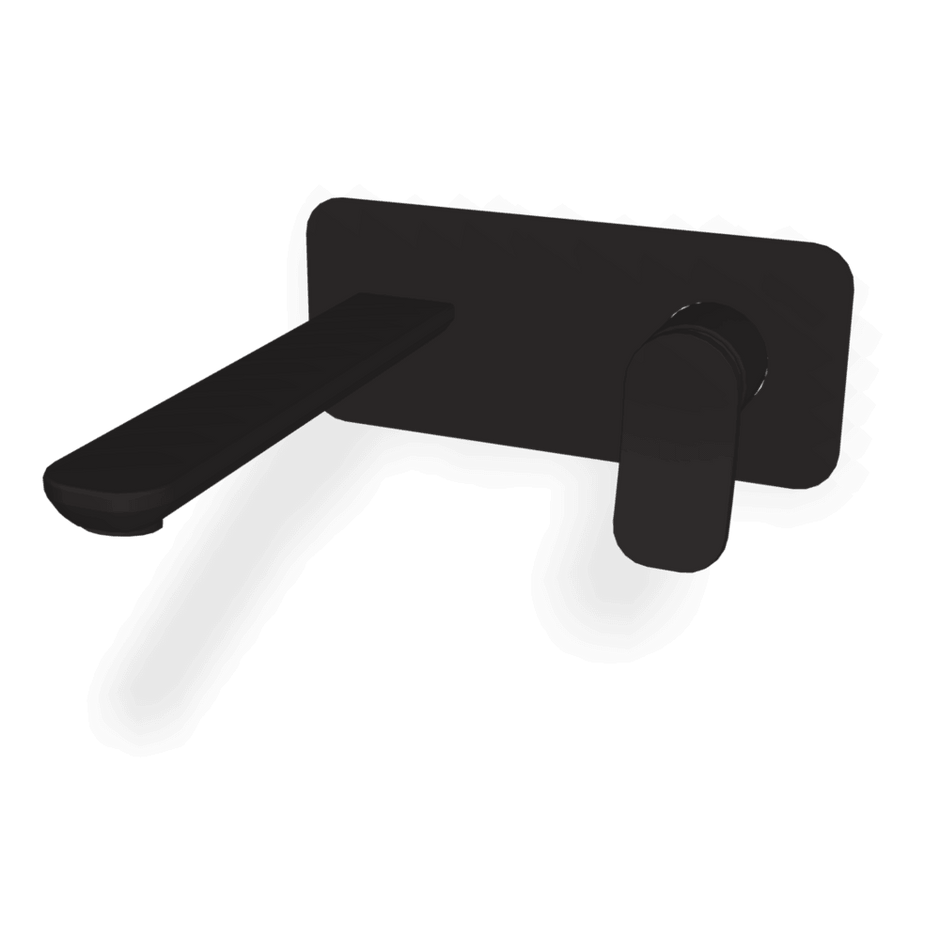 Flo Wall basin set 200mm with plate in Matt Black