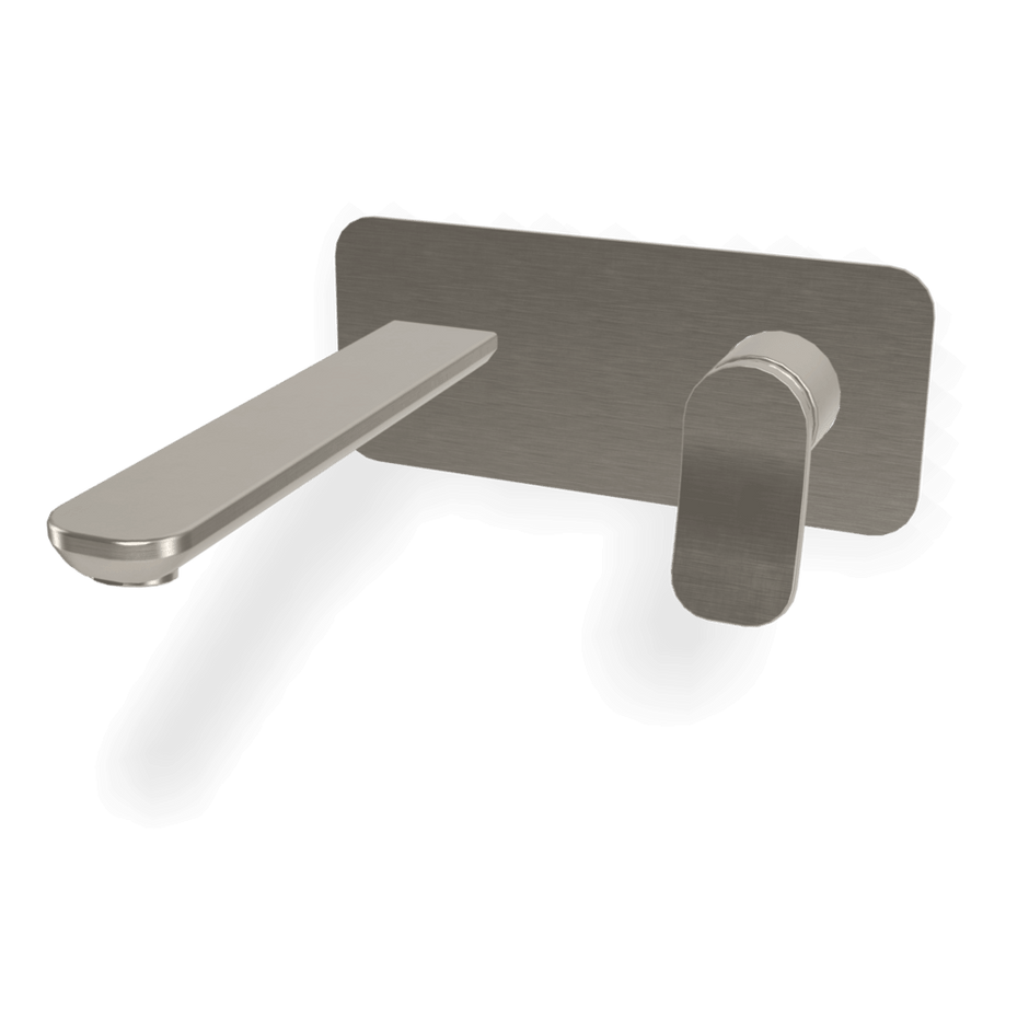 Flo Wall basin set 200mm with plate in Brushed Nickel