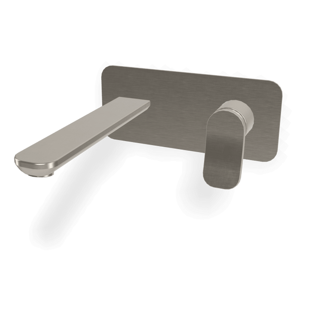 Flo Wall basin set 200mm with plate in Brushed Nickel