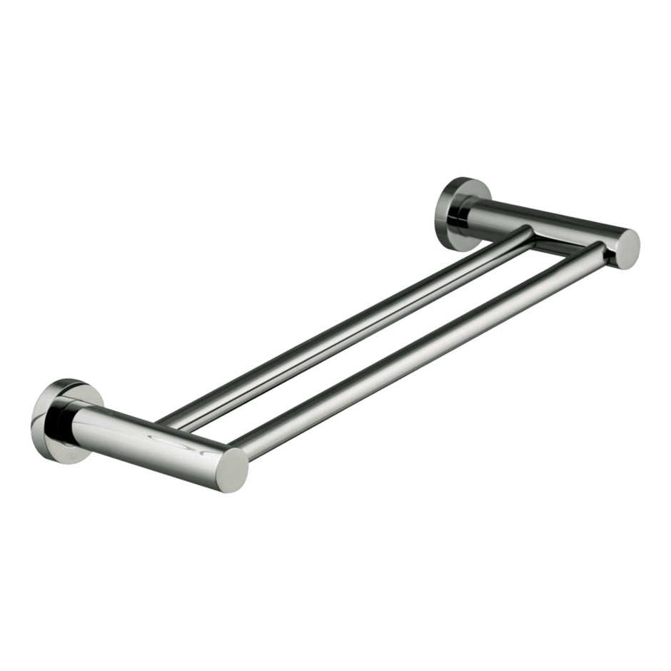 Rotola 40cm Double Towel Rail in Black Chrome