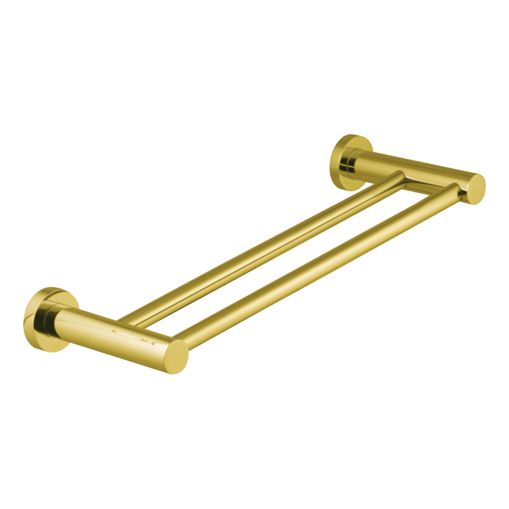 Rotola 40cm Double Towel Rail in Gold