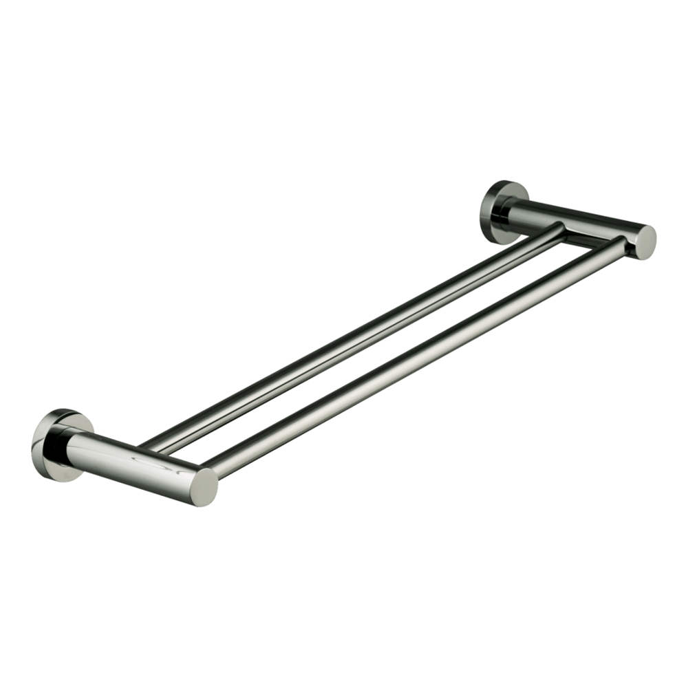 Rotola 60cm Double Towel Rail in Black Chrome