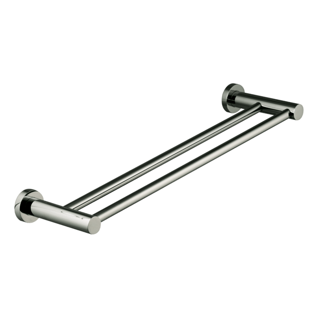 Rotola 60cm Double Towel Rail in Black Chrome
